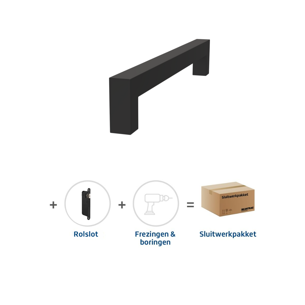 Sluitwerkpakketten met Deurgreep 20x300 Squared Zwart